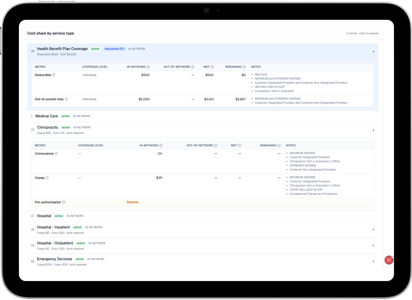 screen showing patient verifications of rcm solution
